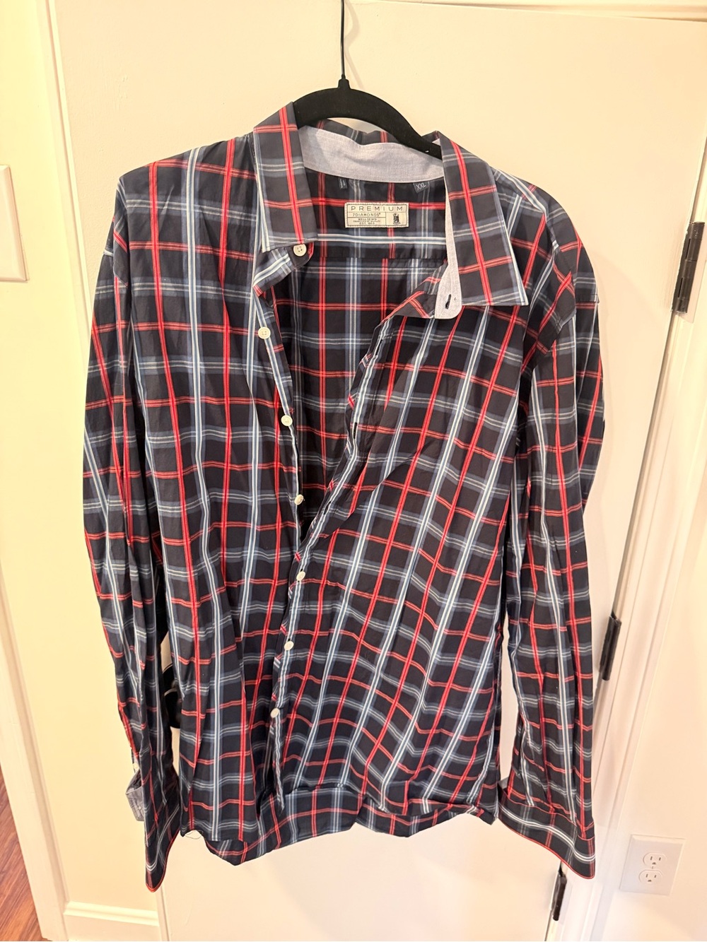 7 Diamonds Navy, Red & White Plaid Button-Down Shirt